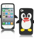 iPhone 4/4S Siliconen Pinguin Hoes Zwart