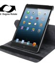 Draaibare Lederen Hoes en Houder voor iPad Mini Zwart