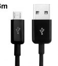 Micro USB laadkabel/Datakabel voor Samsung / HTC / LG / Sony / Nokia 3 meter - Zwart