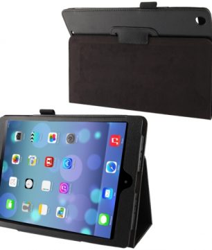 Mooie Lederen Flip Hoes voor de Apple iPad Air - Zwart