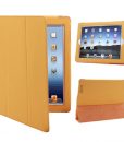iPad 2 / iPad 3 / iPad 4 3-fold Elastische Leder Hoes Oranje
