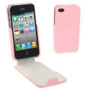 iPhone 4/4S Lederen Flip Case Roze