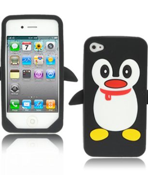 iPhone 4/4S Siliconen Pinguin Hoes Zwart