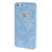 iPhone 5 Holle Warmte doorlatende Hoes - Bloemen Baby Blauw